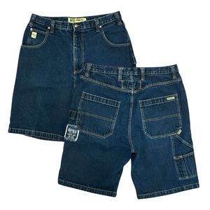 Vintage RP55 Baggy Carpenter Jean Shorts – Size 38, Dark Wash, EUC
